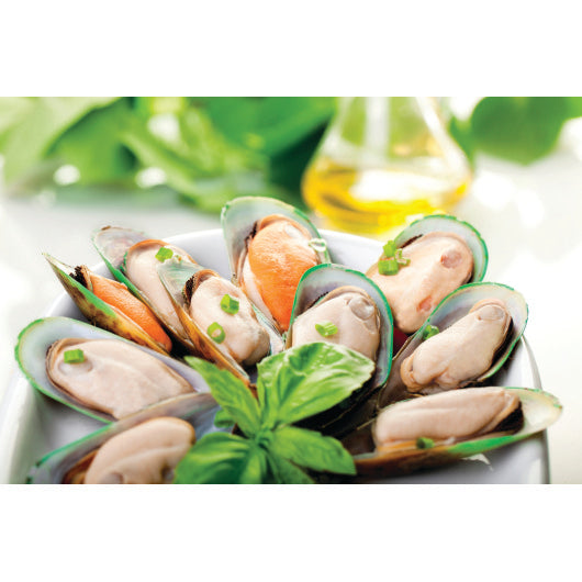 Frozen Seafood Packers New Zealand Half Shell Mussels 2 Pound Each - 12 Per Case.