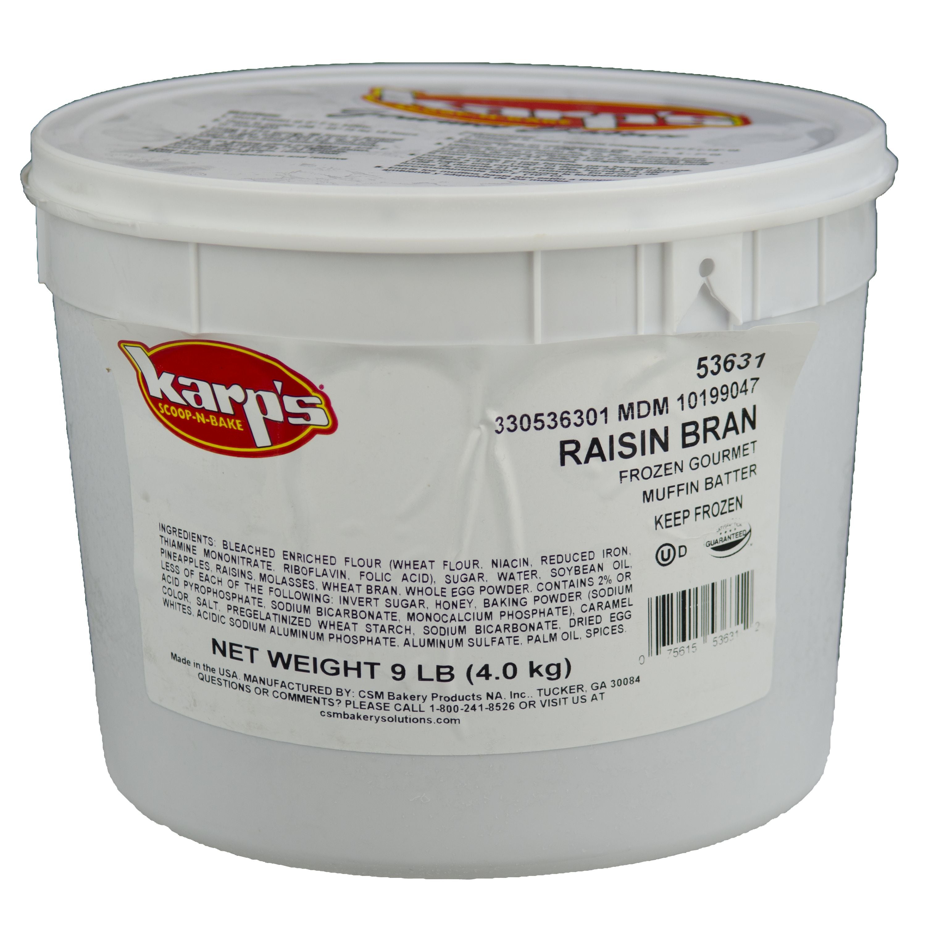 Muffin Karp's Scoop N Bake Raisin Bran 9 Pound Each - 2 Per Case.
