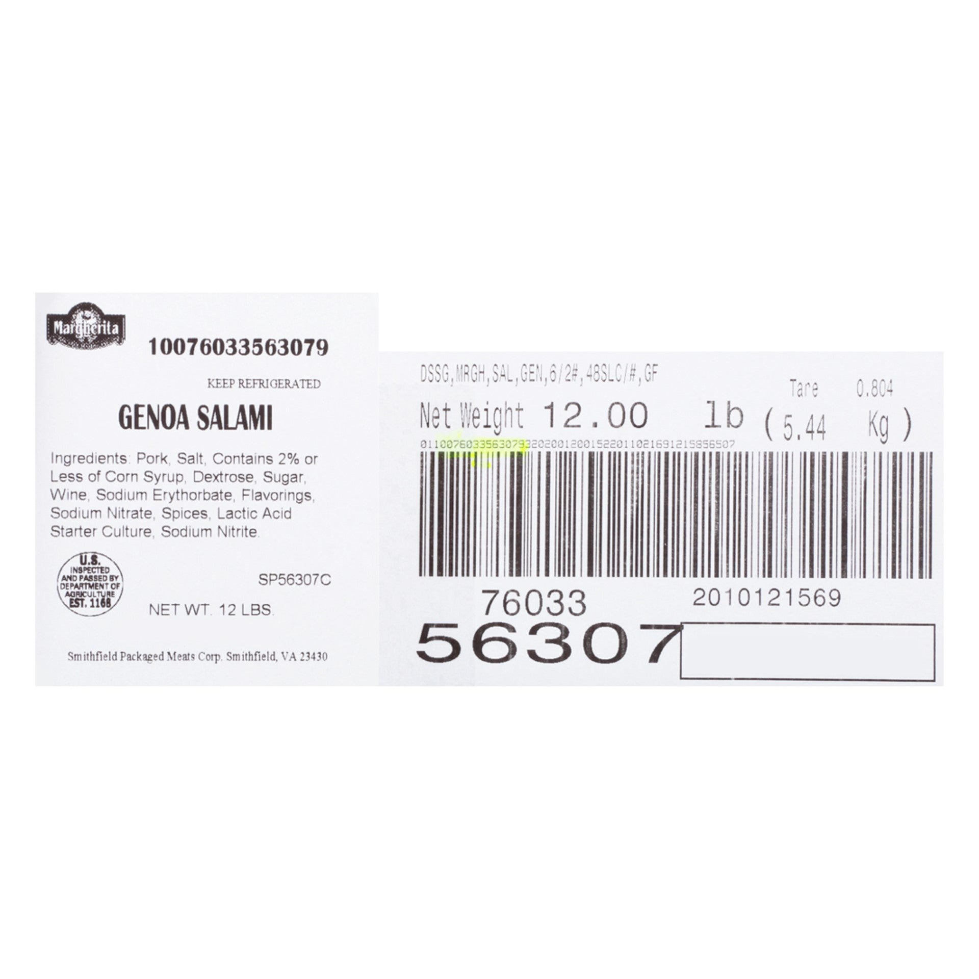 Genoa Salami Sliced Gas Flushed 2.001 Pound Each - 6 Per Case.