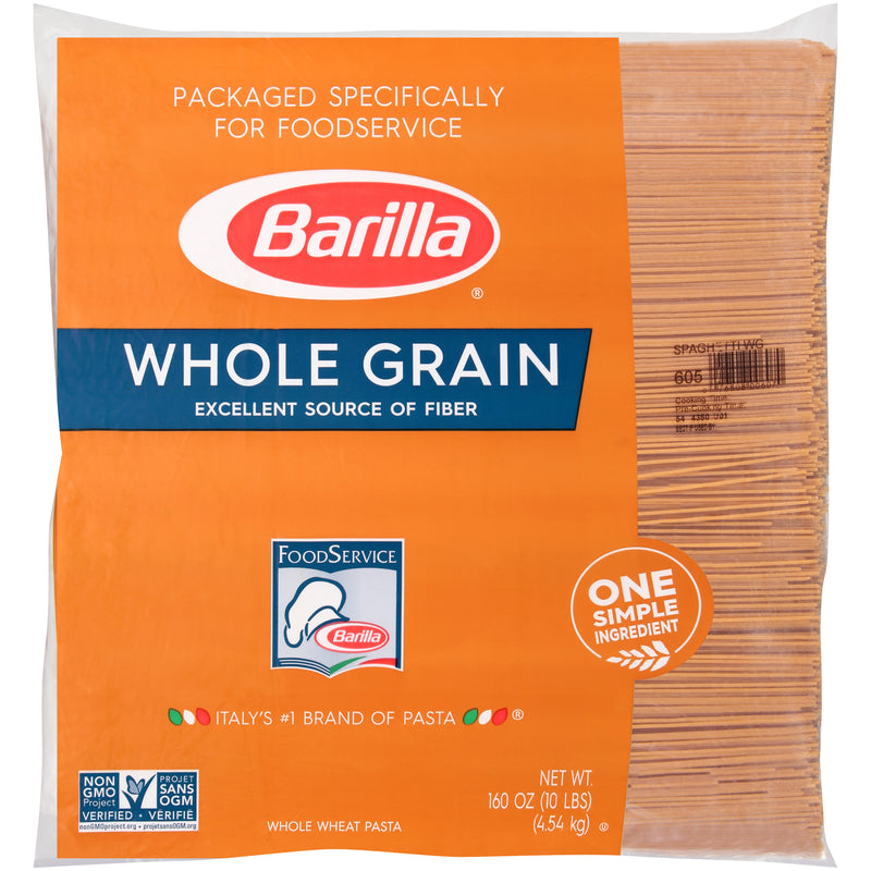 Spaghetti Whole Grain Barilla USA 160 Ounce Size - 2 Per Case.