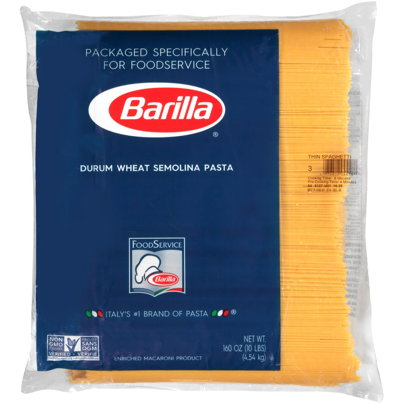 Thin Spaghetti Barilla USA 160 Ounce Size - 2 Per Case.