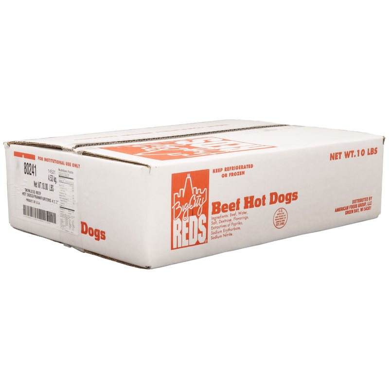 Big City Reds Fully Cooked Skinless Beefhot Dogs Packages 4 Ounce Size - 40 Per Case.