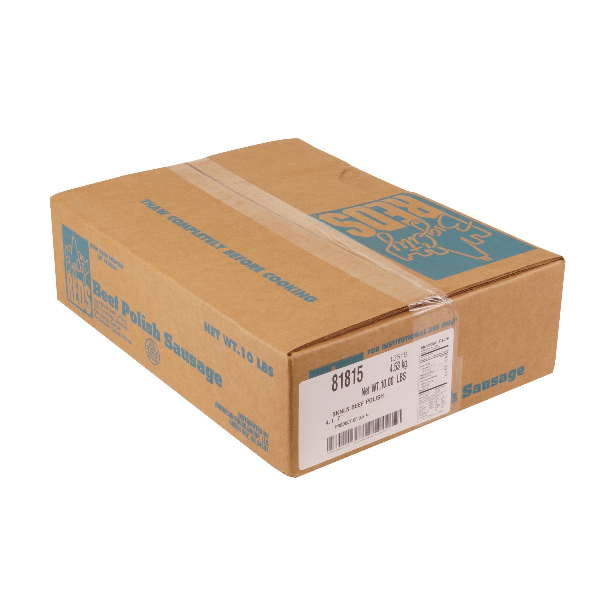 Fully Cooked Skinless Beef Polish Sausagelinks Packages 4 Ounce Size - 40 Per Case.