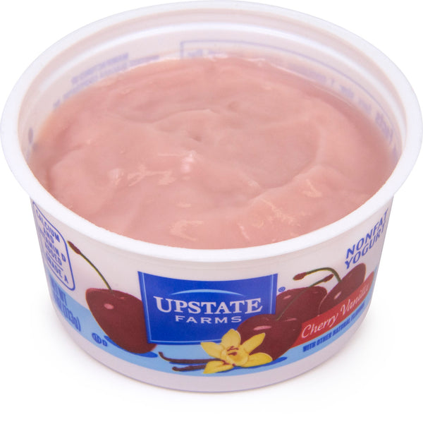 Upstate Farms Cherry Vanilla Nonfat Blended Yogurt 4 Ounce Size - 48 Per Case.