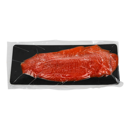 Trident Seafood Frozen Sliced Smoked Skinless Salmon Sockeye Sides Nova 1.5 Pound Each - 2 Per Case.