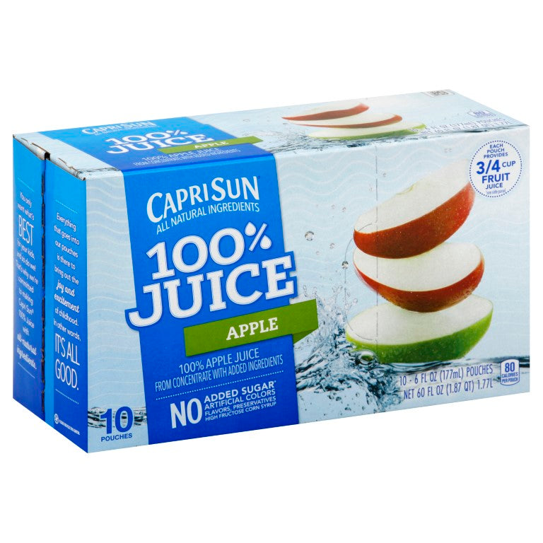 Capri Sun 100% Juice 100% Apple Juice 40Casepack 4 Boxes of 10 Pouches