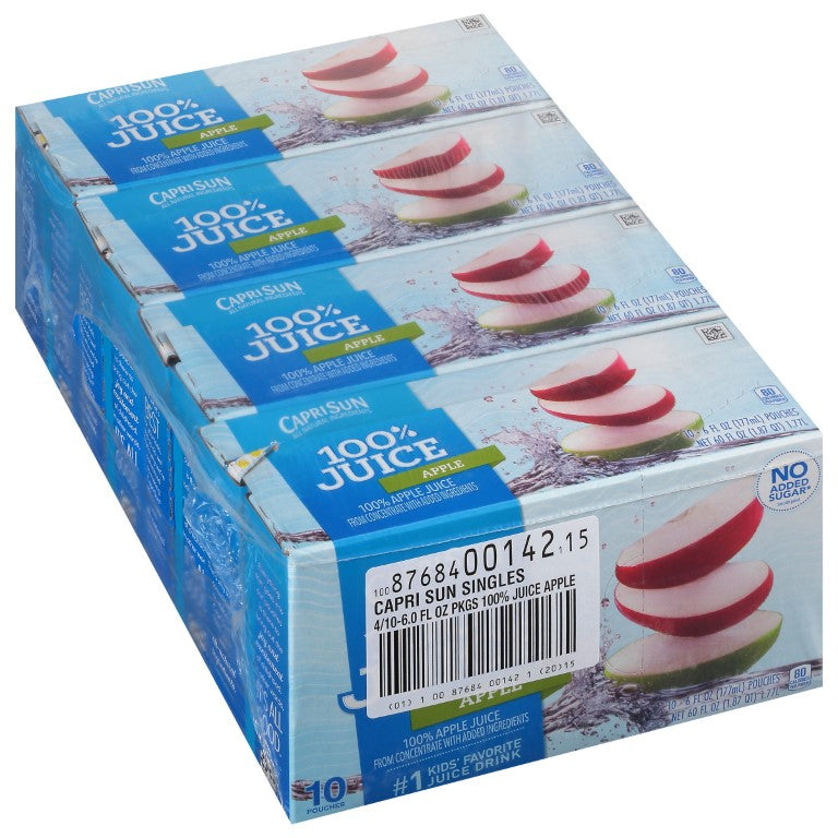 Capri Sun 100% Juice 100% Apple Juice 40Casepack 4 Boxes of 10 Pouches