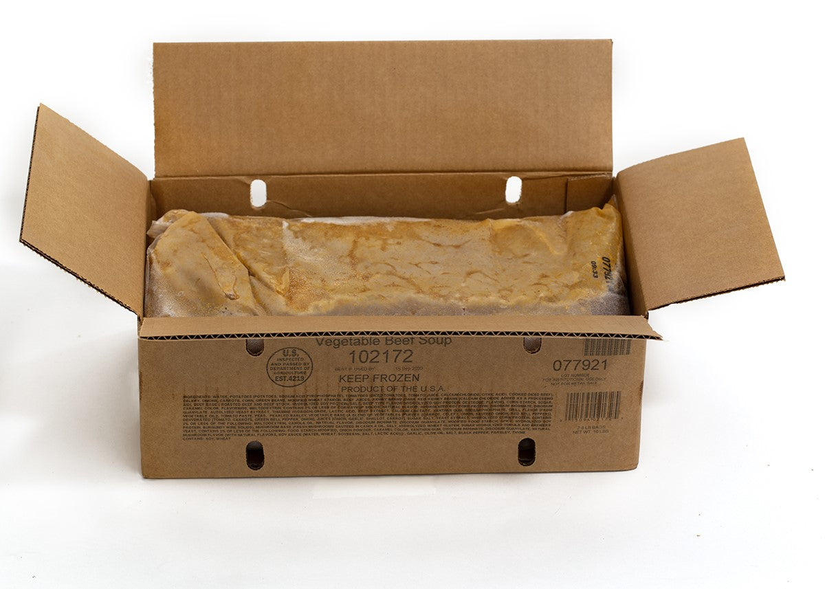 Taste Traditions Vegetable Beef Soup Keep Frozen 8 Pound Each - 2 Per Case.