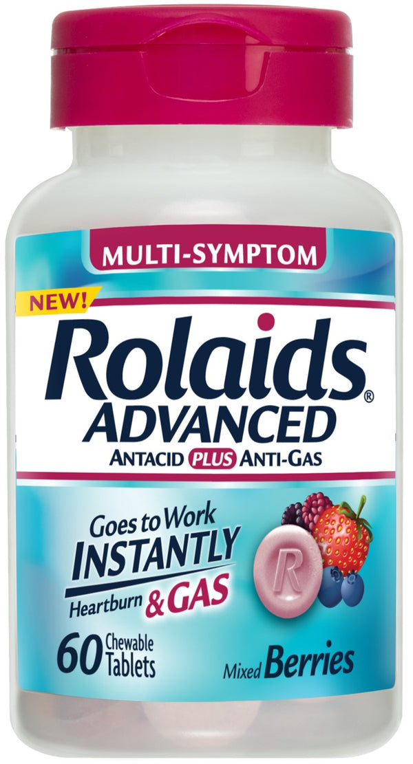 Rolaids Advanced Mixed Berry Tablets 60 Count Packs - 24 Per Case.