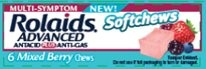 Rolaids Advanced Mixed Berry Soft Chews 6 Count Packs - 24 Per Case.