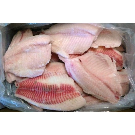 Frozen Seafood Commodity Seafood 5-7 Ounces IQF Tilapia Fillet 10 Pound Each - 1 Per Case.