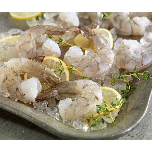 Packer Shrimp Peeled & Deveined 16/20 Count Tail On Raw White 2 Pound Each - 5 Per Case.