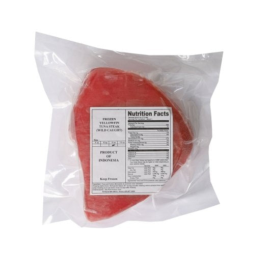 Frozen Seafood Commodity Boneless Skinless Ahi Tuna Steak, 8 Ounce Size, 10 Pounds - 1 Per Case.