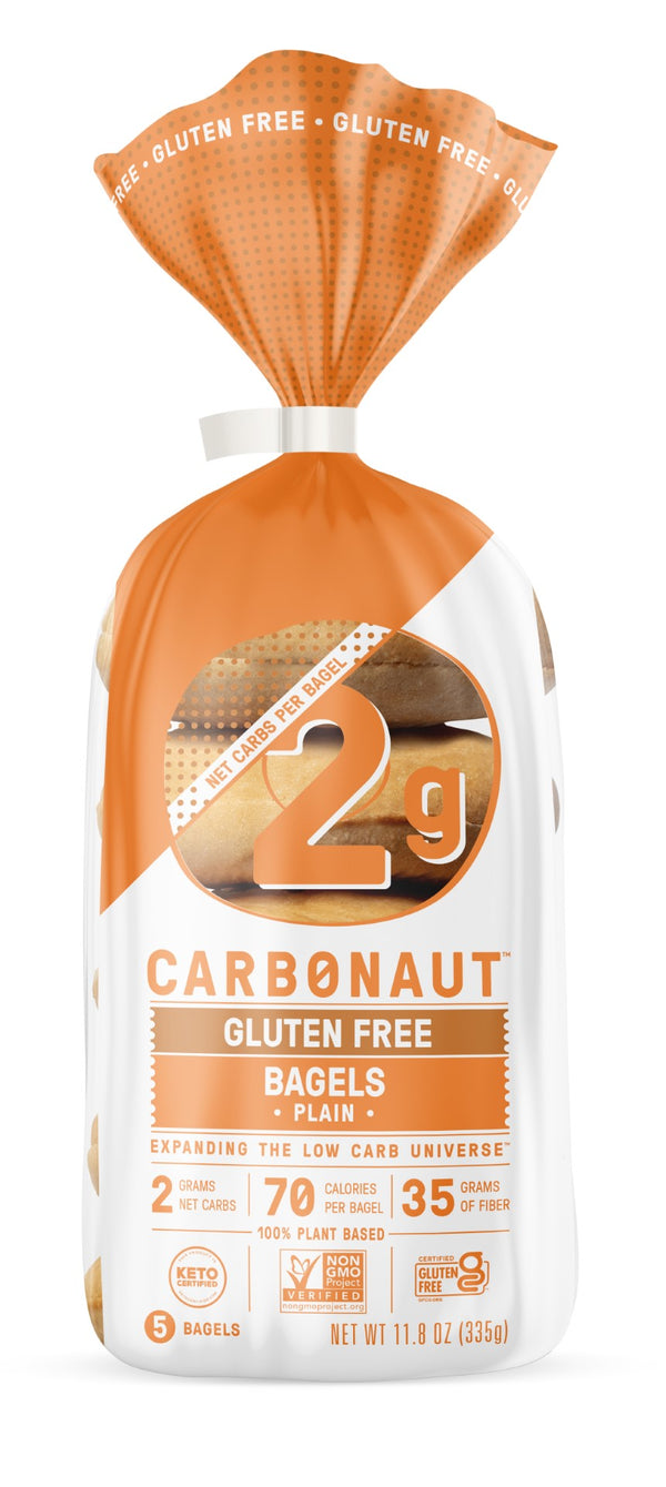 Carbonaut Plain Gluten Free Low Carb Bagels 5 Count Packs - 6 Per Case.