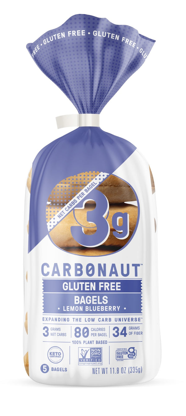 Carbonaut Lemon Blueberry Gluten Free Low Carb Bagel 5 Count Packs - 6 Per Case.