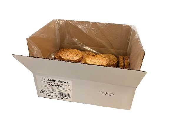 Franklin Farms Peppadew Veggie Burger 36 Count Packs - 1 Per Case.
