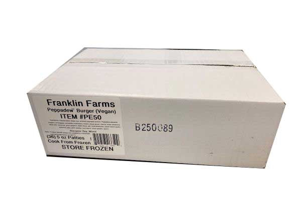 Franklin Farms Peppadew Veggie Burger 36 Count Packs - 1 Per Case.