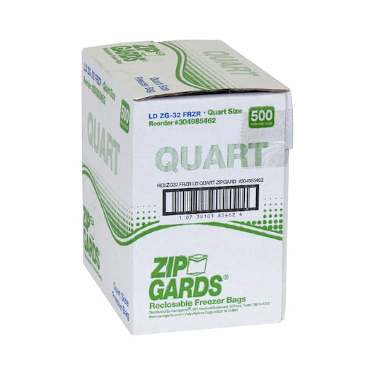 Zipgard Freezer Bag ZG-32 Quart 2.7Mil 500 Each - 1 Per Case.