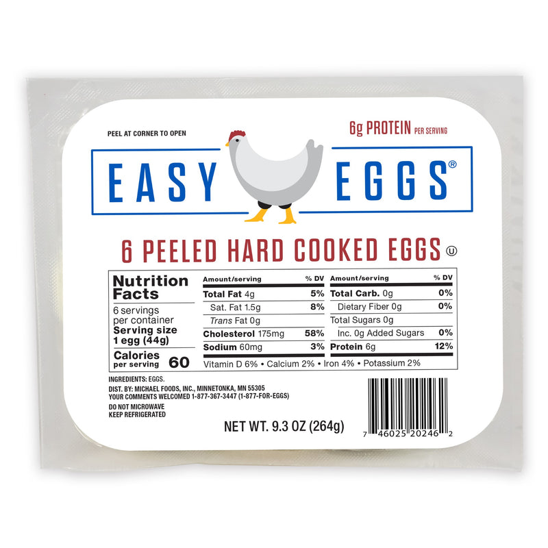 Easy Eggs R Peeled Hard Cooked Eggs Dry Pack 6 Count Packs - 24 Per Case.