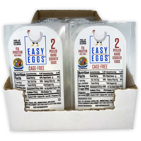 Certified Cage Free Hard Cooked Eggs Dry Pack 2 Count Packs - 14 Per Case.