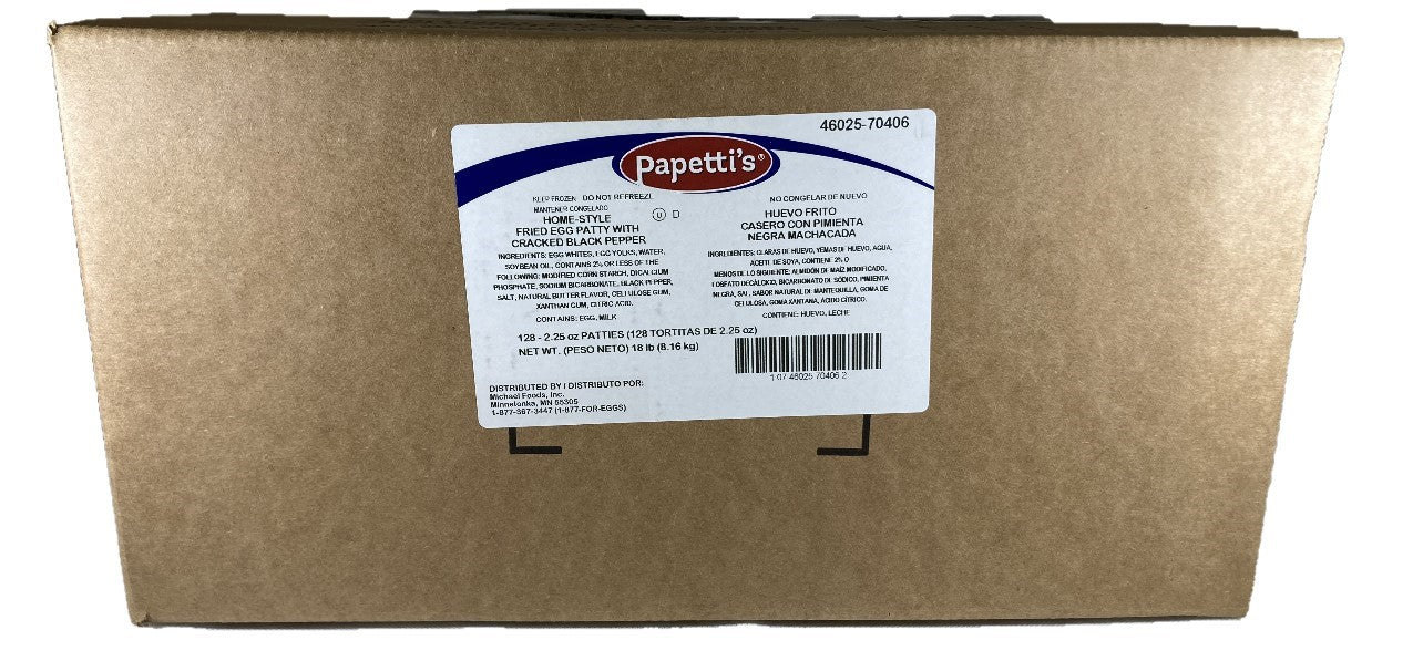 Papetti's® Table Ready® Home Style Friedegg With Cracked Black Pepper 2.25 Ounce Size - 128 Per Case.