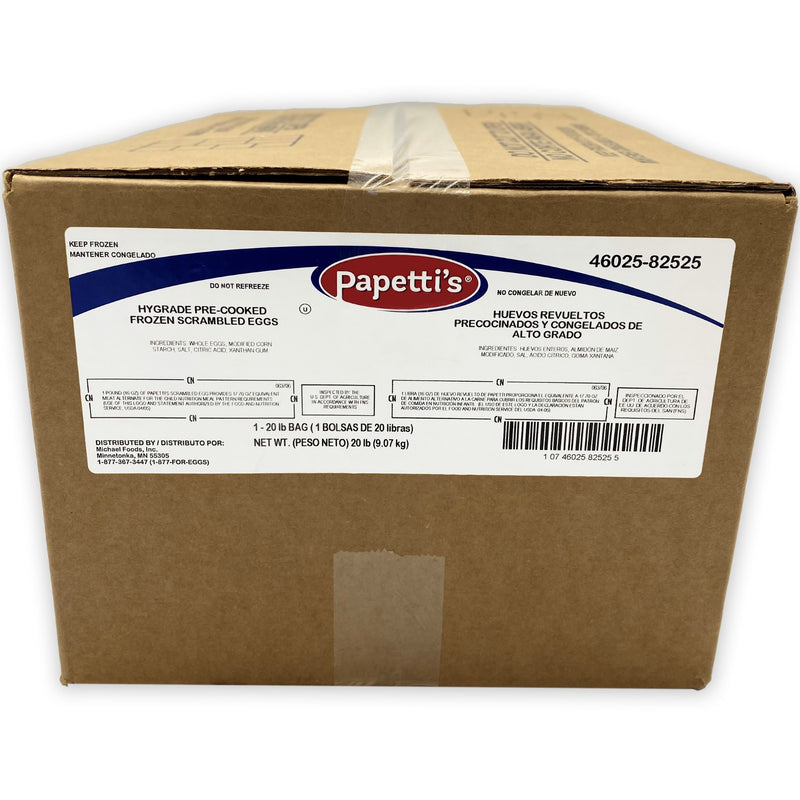 Papetti's® Fully Cooked Scrambled Eggs Bag 20 Pound Each - 1 Per Case.