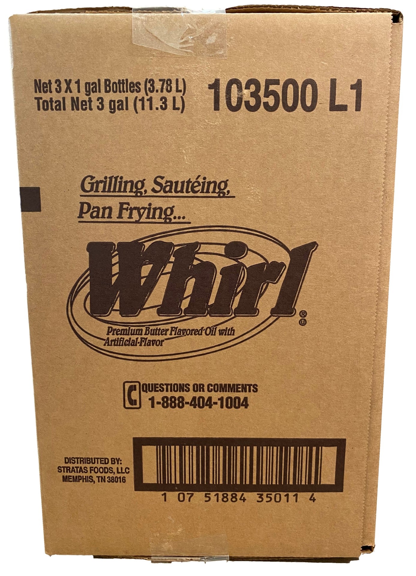 Whirl Butter Flavored Oil Gal 1 Gallon - 3 Per Case.