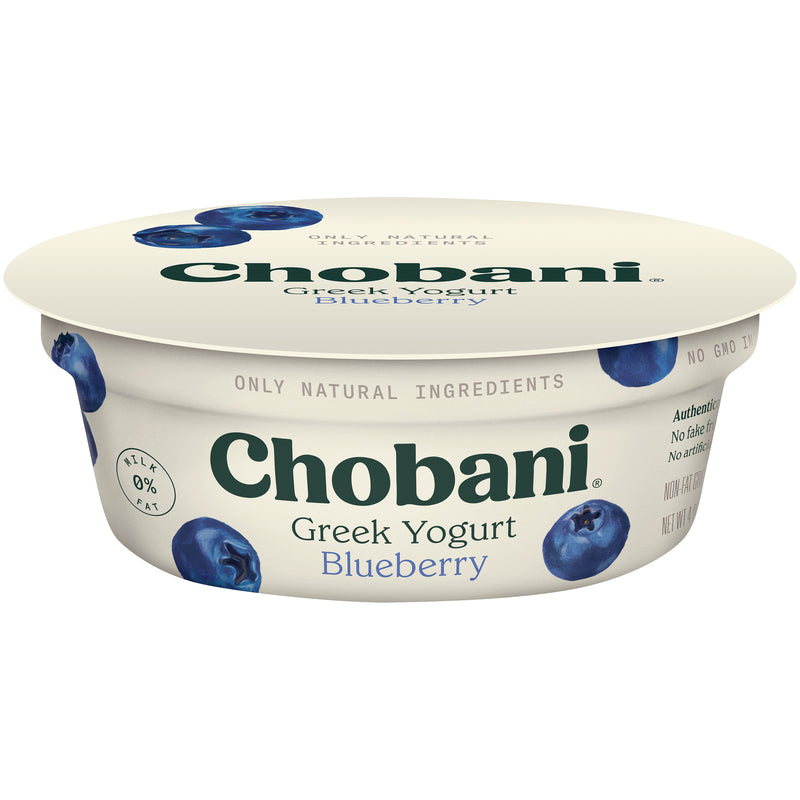 Chobani® Non Fat Greek Yogurt Blueberry 4 Ounce Size - 12 Per Case.