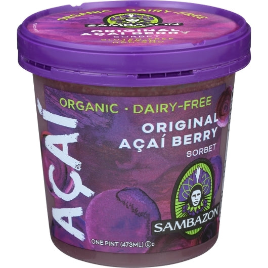 Sambazon Original Organic Acai Berry Sorbet, Pint, 16 Fluid Ounce - 8 Per Case.