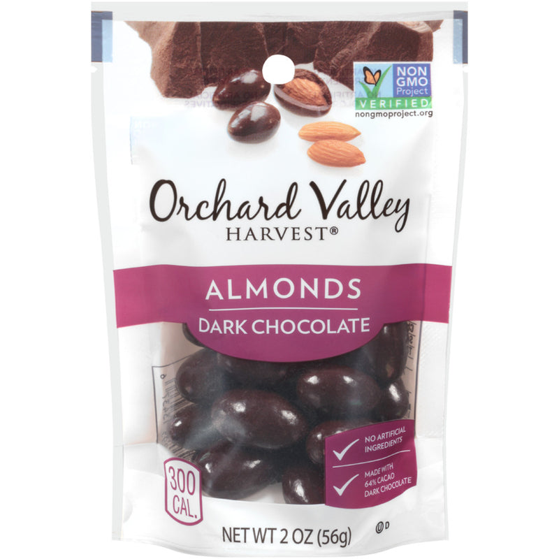 S Orchard Valley Harvest Dark Chocolate Almonds 2 Ounce Size - 30 Per Case.