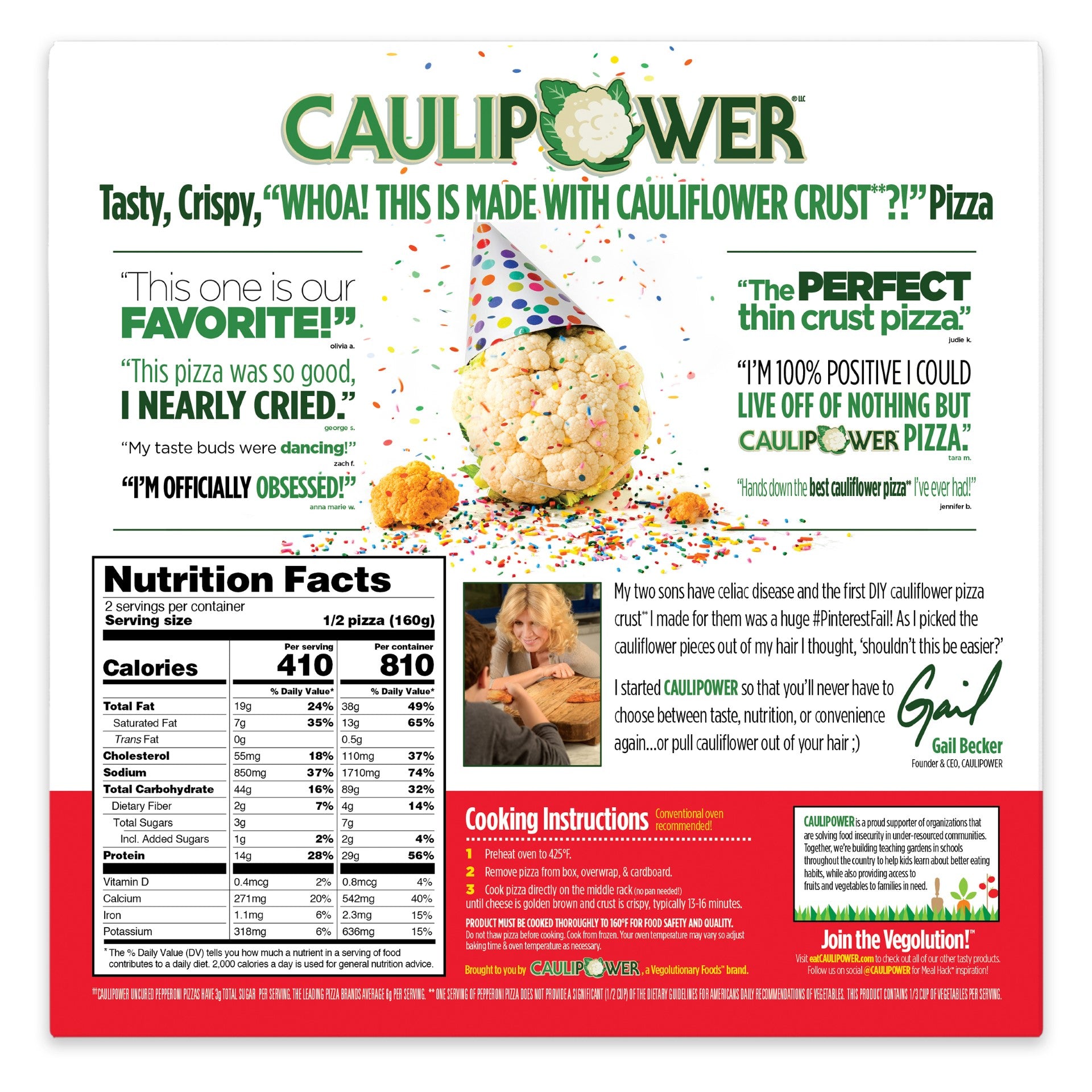 Caulipower All Natural Pepperoni Pizza 10" 11.3 Ounce Size - 8 Per Case.
