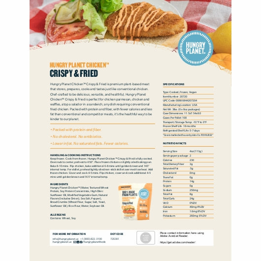 Hungry Planet Crispy Fried Chicken, 3 Pounds - 6 per case