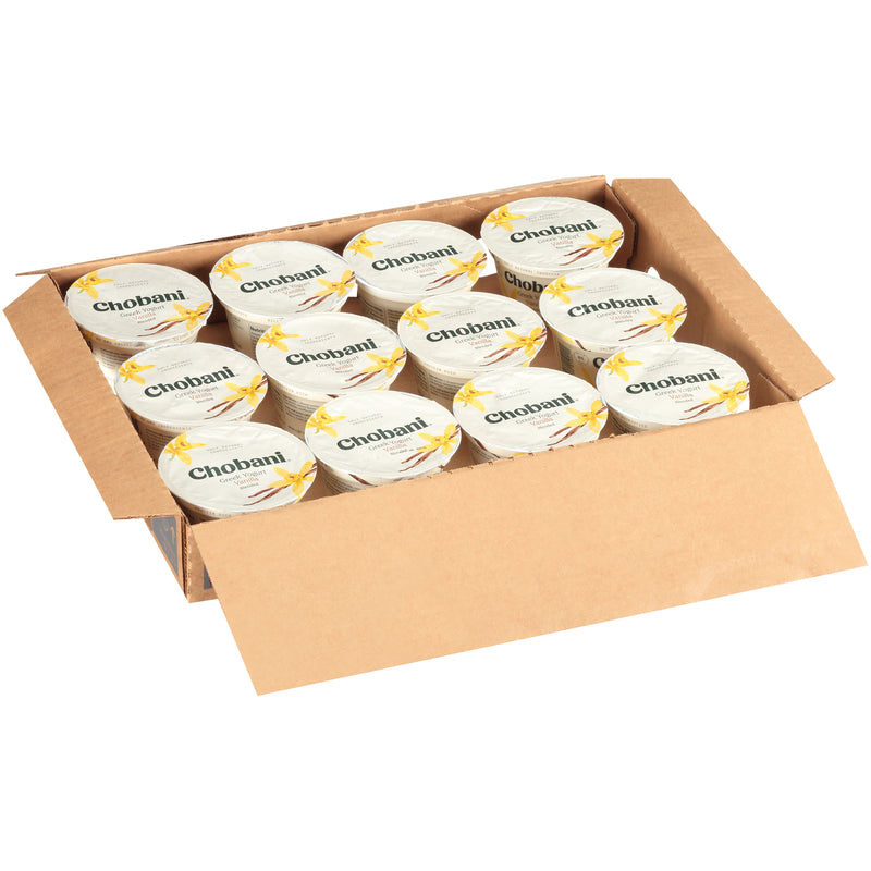 Chobani® Non Fat Greek Yogurt Vanilla Blended 5.3 Ounce Size - 12 Per Case.