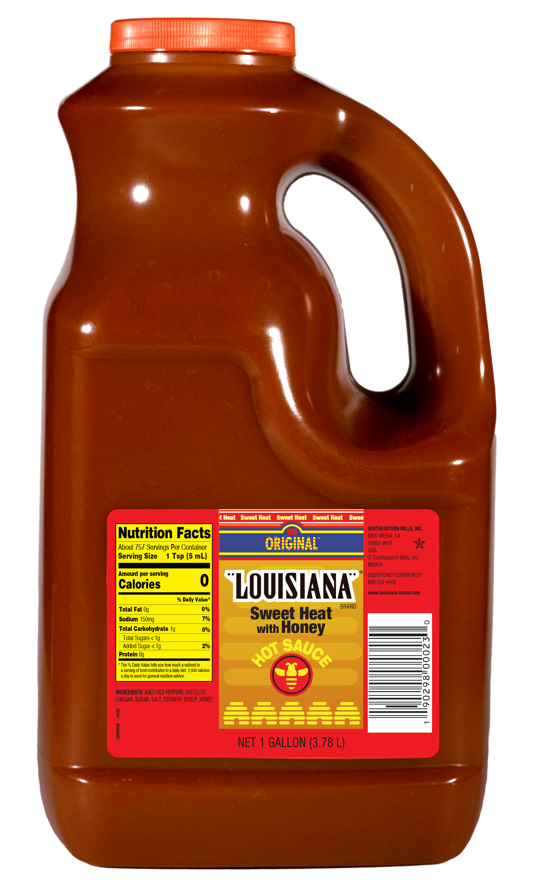 Louisiana Hot Sauce Original Louisiana Sweetheat With Honey 1 Gallon - 4 Per Case.