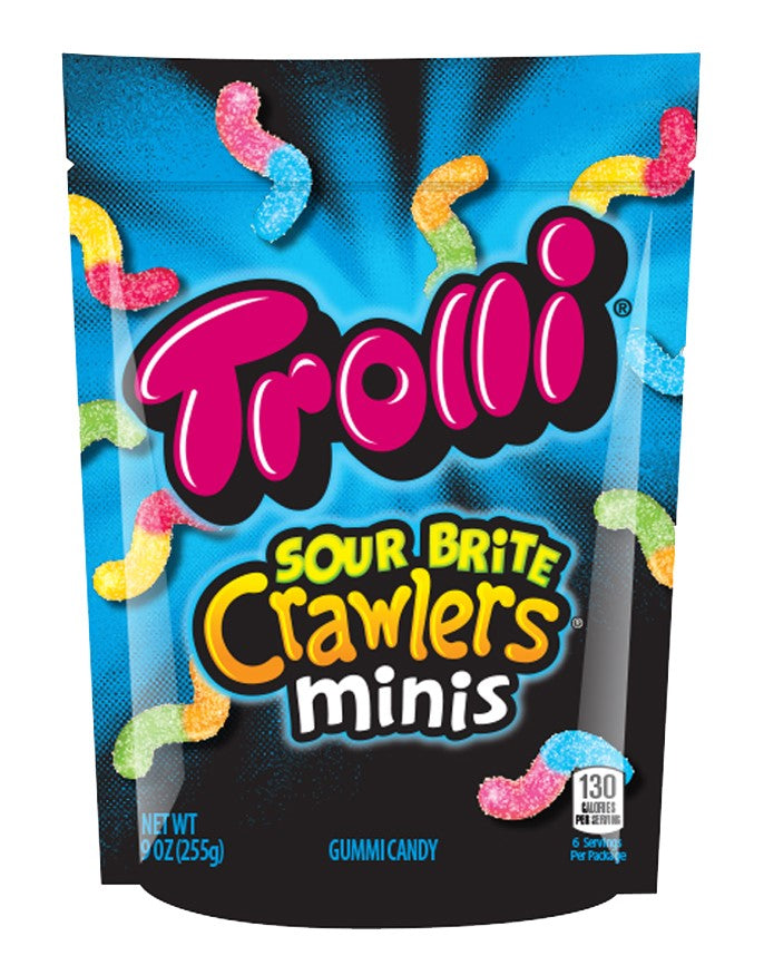 Trolli Sour Brite Crawlers Gummy Candy 9 Ounce Size - 6 Per Case.