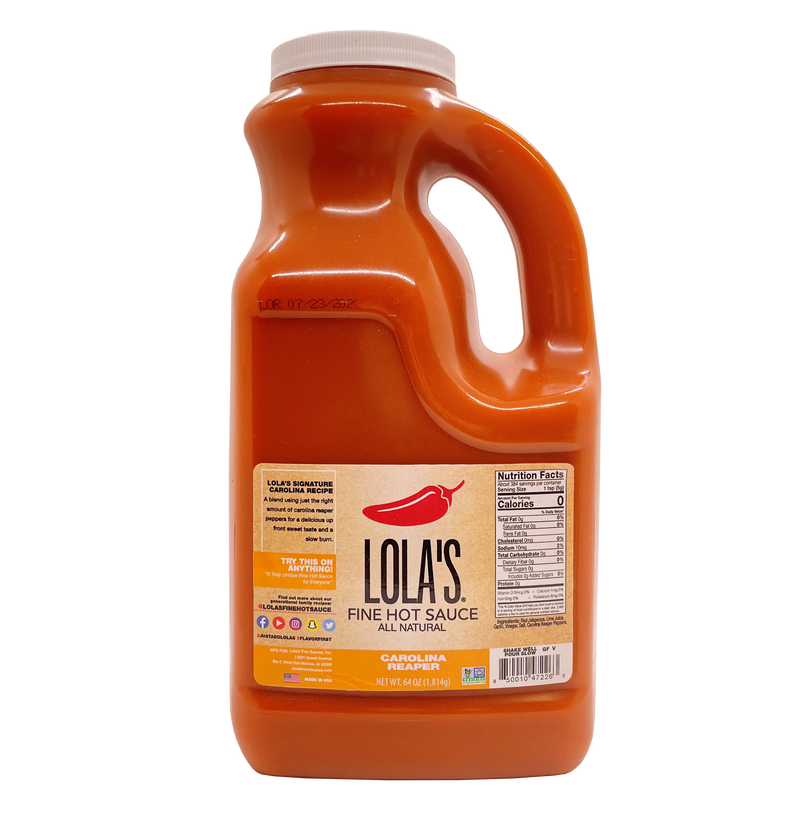 Lola's Fine Hot Sauce Carolina Reaper Hot Sauce Half 64 Ounce Size - 2 Per Case.