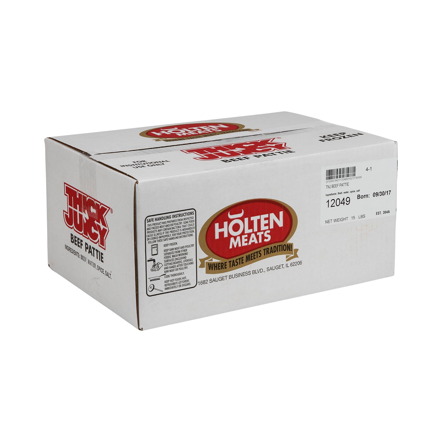 Beef Patties Thick N Juicy 4 Ounce Size - 60 Per Case.