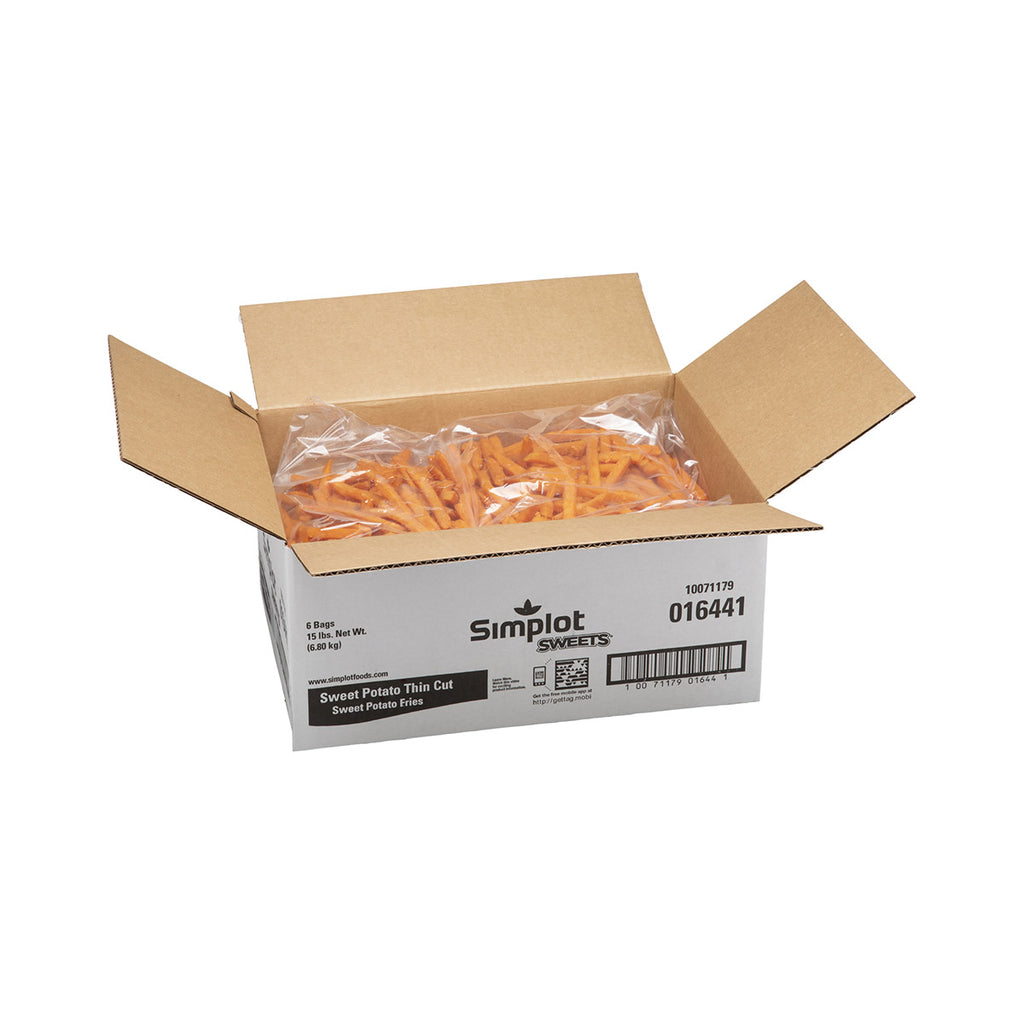 Somplot Simplot Sweets 6 Inch x8 Inch Sweet Potato Thin Cut Fries 2.5 Pound Ea