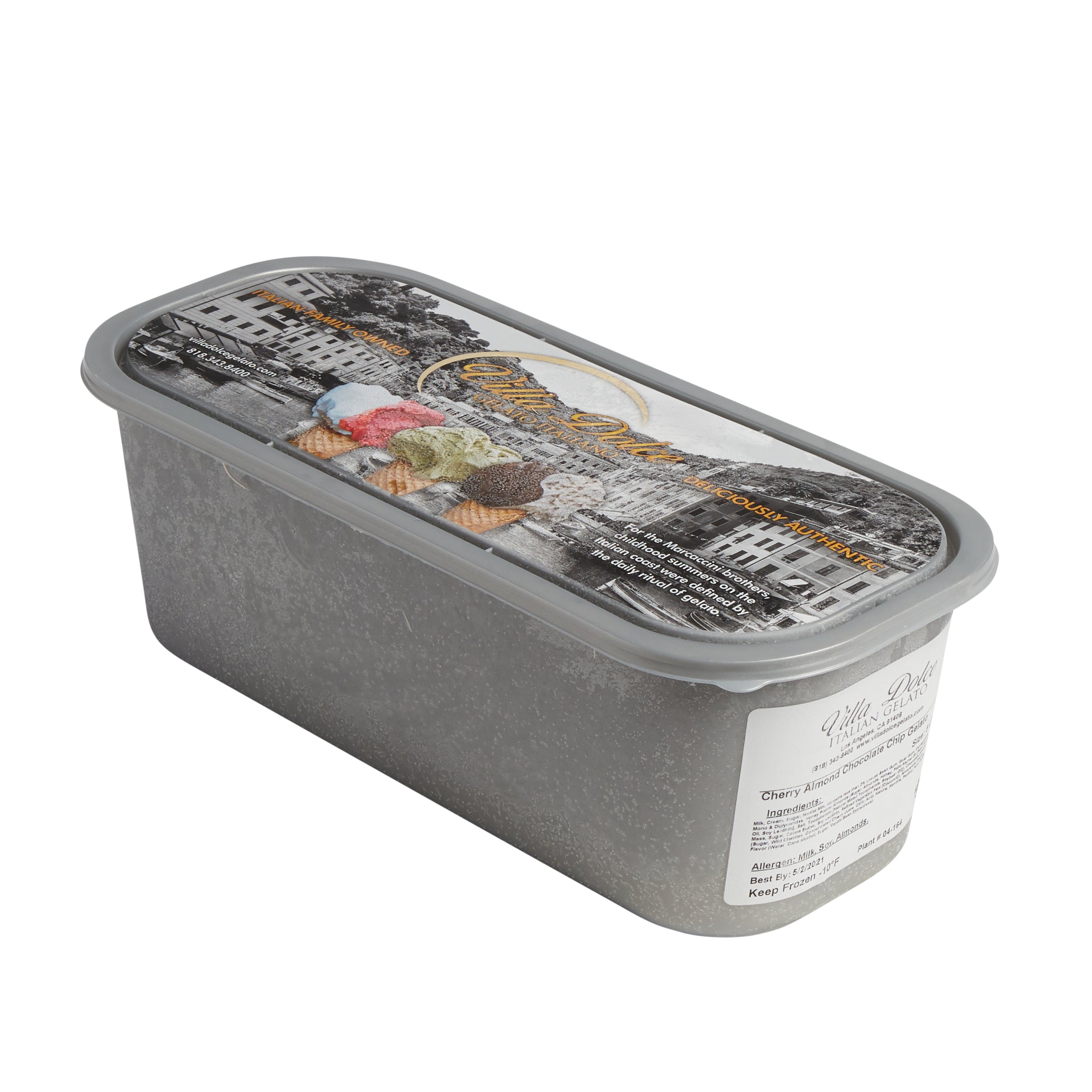 Villa Dolce Cherry Almond Chocolate Chip Gelato 5 Liter - 1 Per Case.