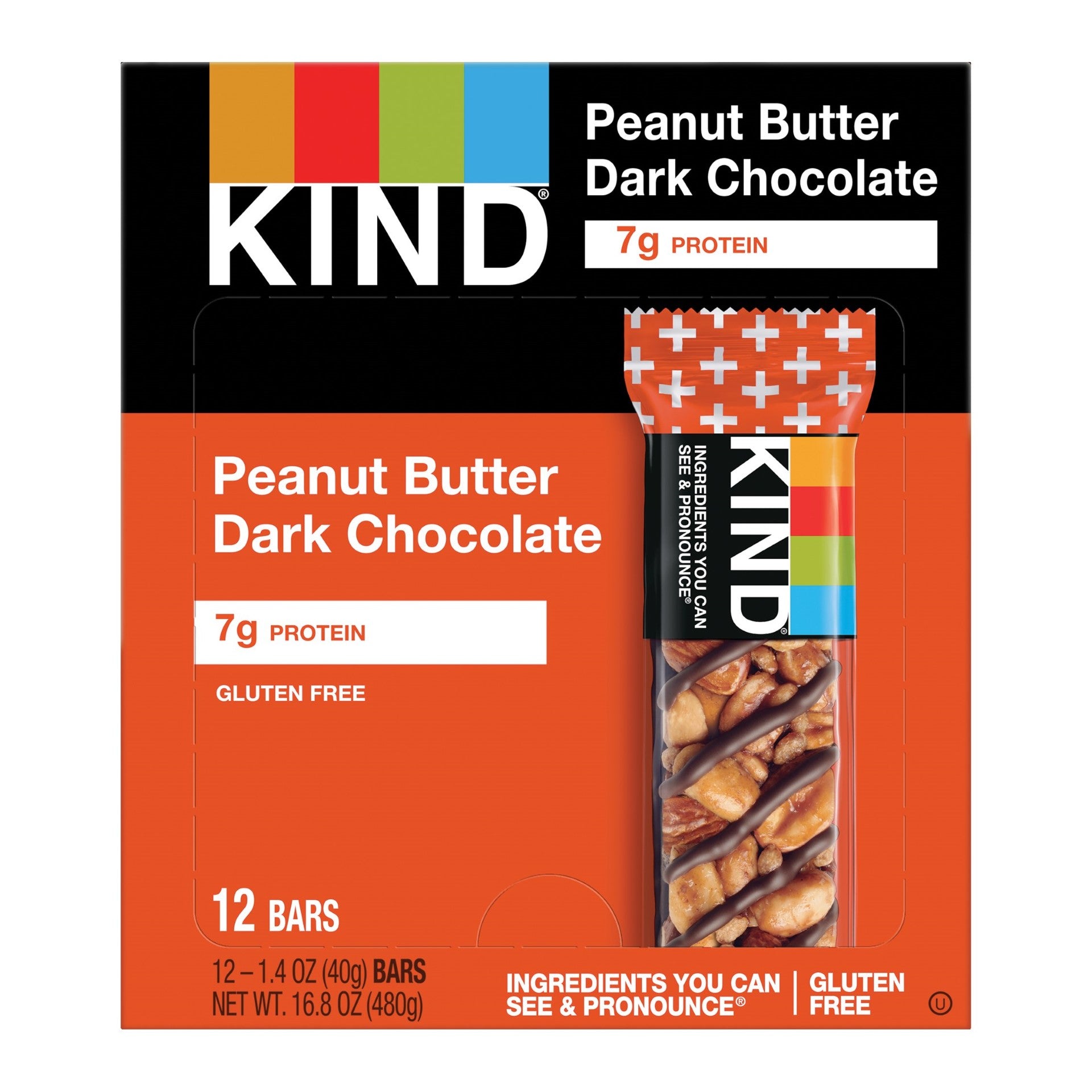 Kind Healthy Snacks Peanut Butter Dark Chocolate Bar 1.4 Ounce Size - 72 Per Case.