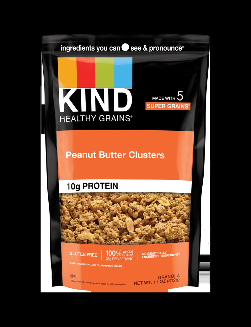 Kind Healthy Snacks Peanut Butter Whole Grain Granola Clusters 11 Ounce Size - 6 Per Case.