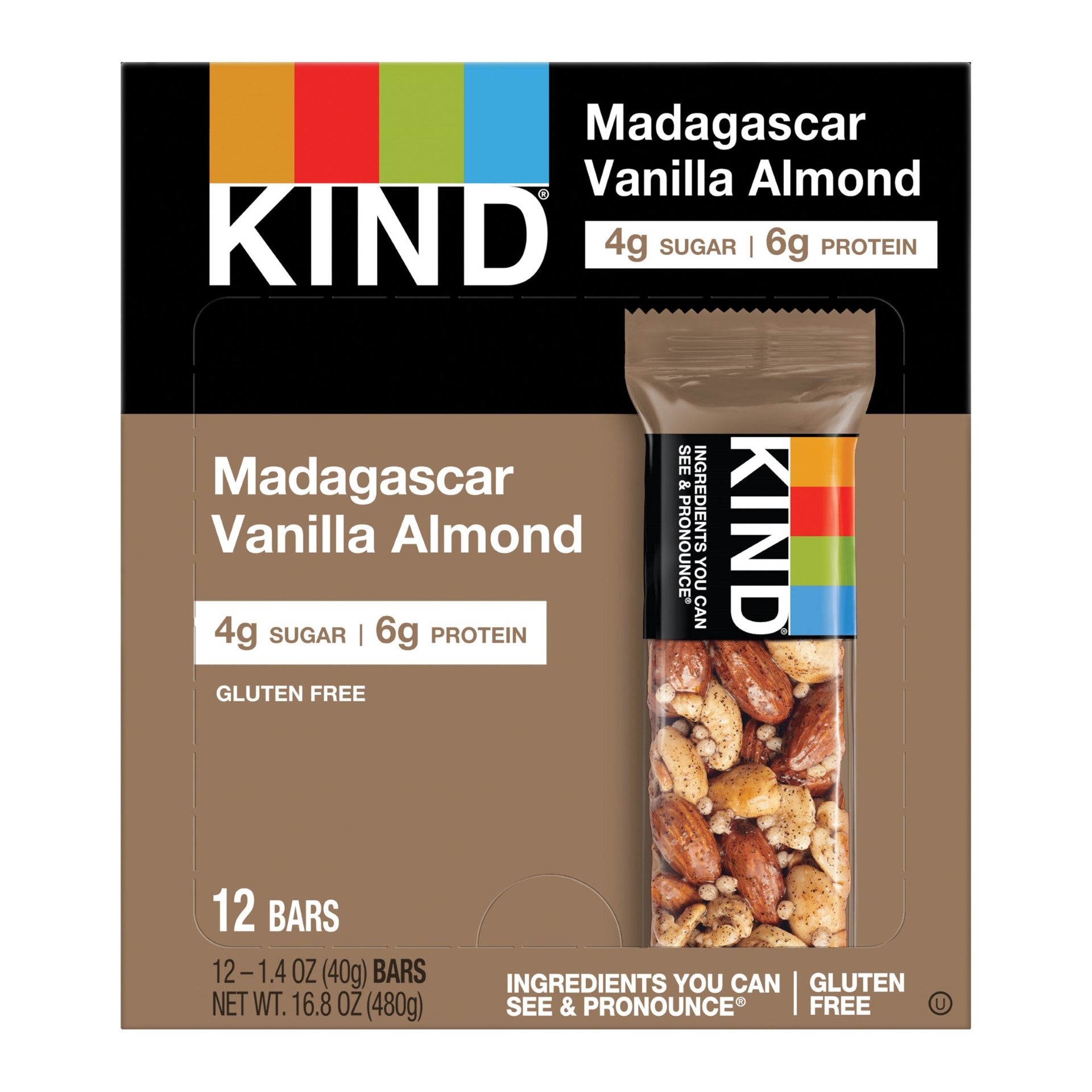 Kind Healthy Snacks Madagascar Vanilla Almond Bar 1.4 Ounce Size - 72 Per Case.