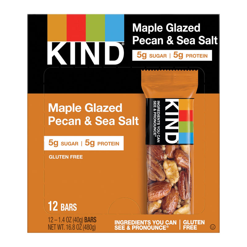 Kind Healthy Snacks Maple Glazed Pecan Sea Salt Bar 1.4 Ounce Size - 72 Per Case.