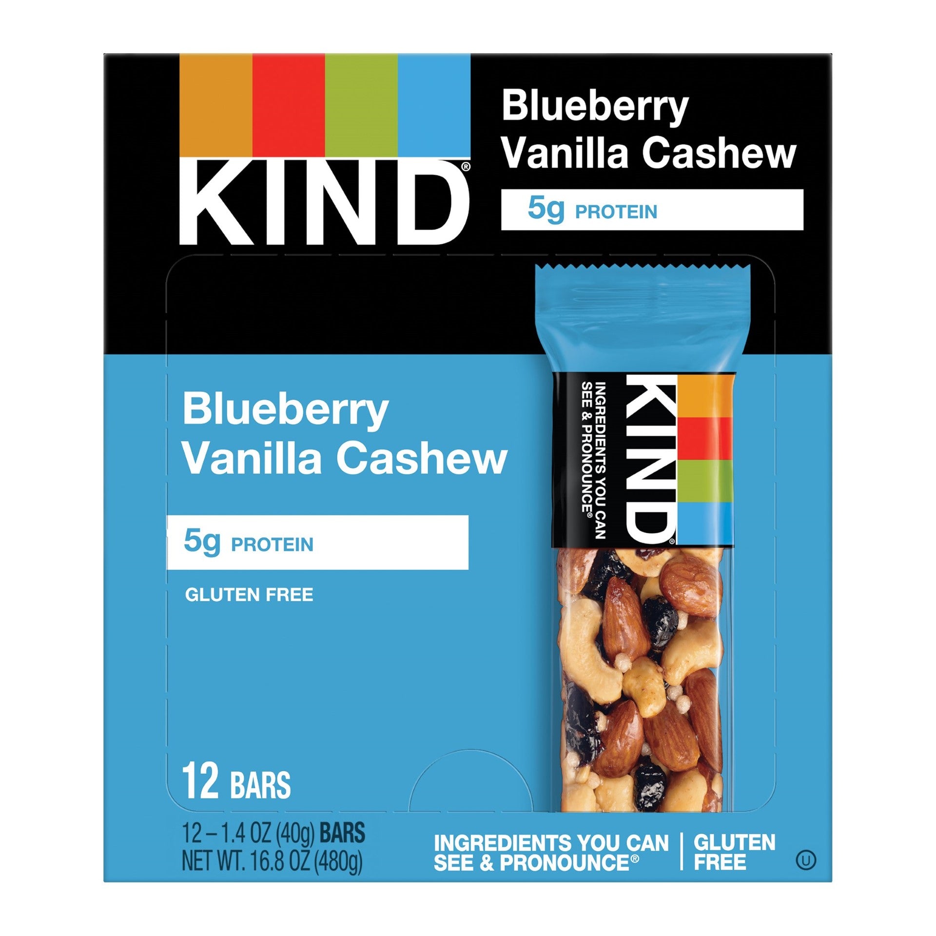 Kind Healthy Snacks Blueberry Vanilla Cashewbar 1.4 Ounce Size - 72 Per Case.