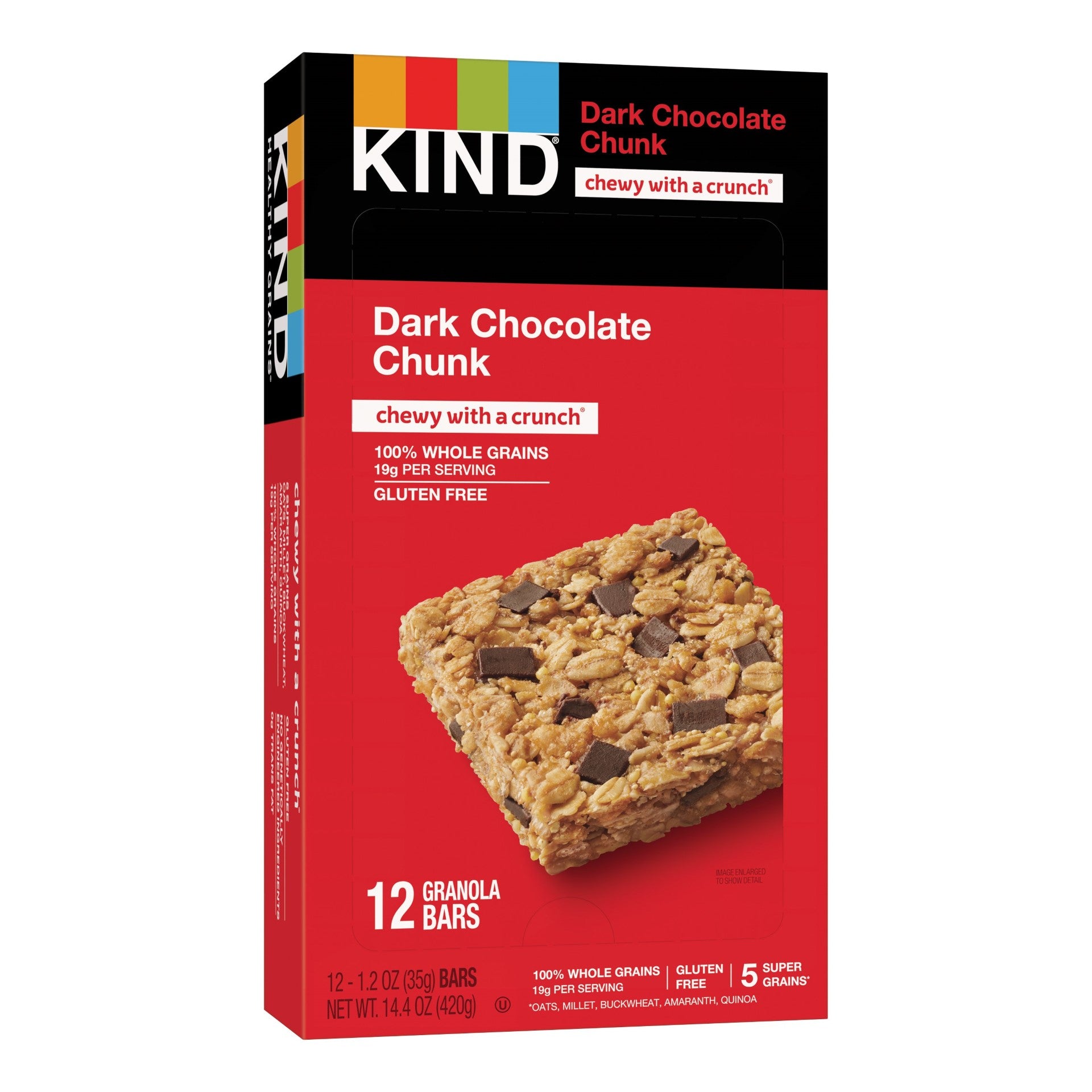 Kind Healthy Snacks Dark Chocolate Chunk Granola Bar 1.2 Ounce Size - 72 Per Case.