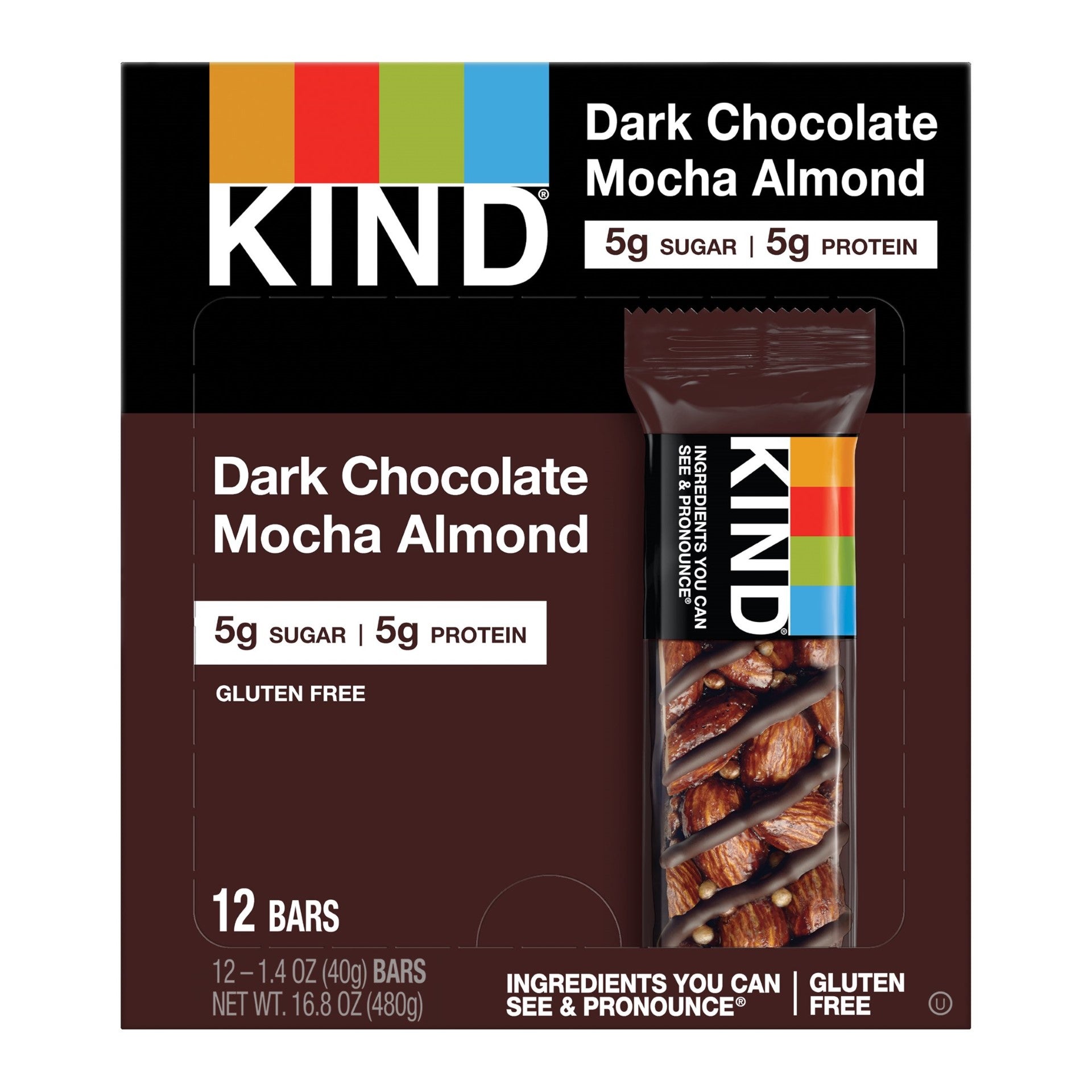 Kind Healthy Snacks Dark Chocolate Mocha Almond Bar 1.4 Ounce Size - 72 Per Case.