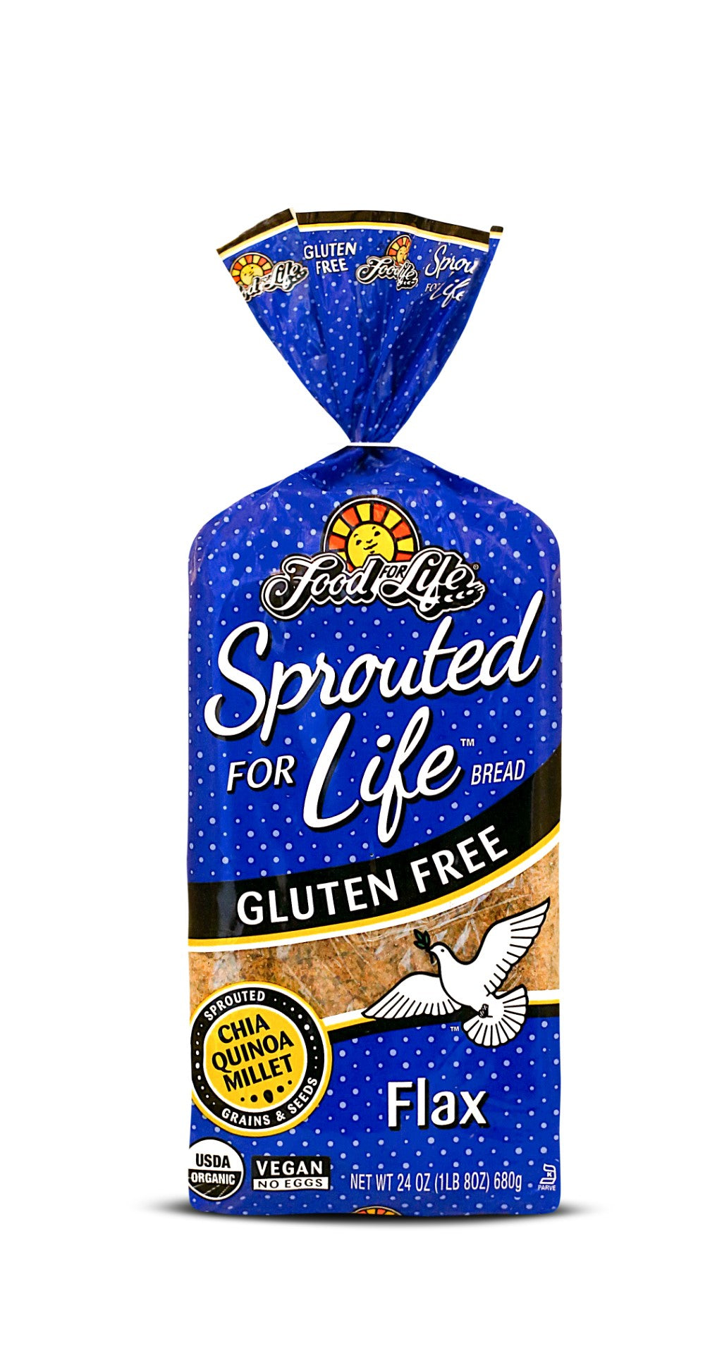 Food For Life Gluten Free Sprouted Flax Bread 24 Ounce Size - 6 Per Case.