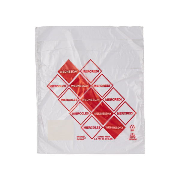 Bag High Density Saddle Preportion Bag Printed Red Wednesday 2000 Each - 1 Per Case.