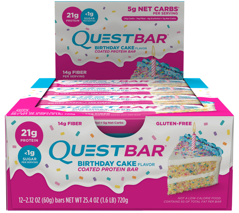 Quest Bar Birthday Cake 2.12 Ounce Size - 144 Per Case.