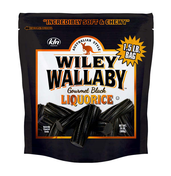 Wiley Wallaby Licorice Black Licorice 24 Ounce Size - 10 Per Case.